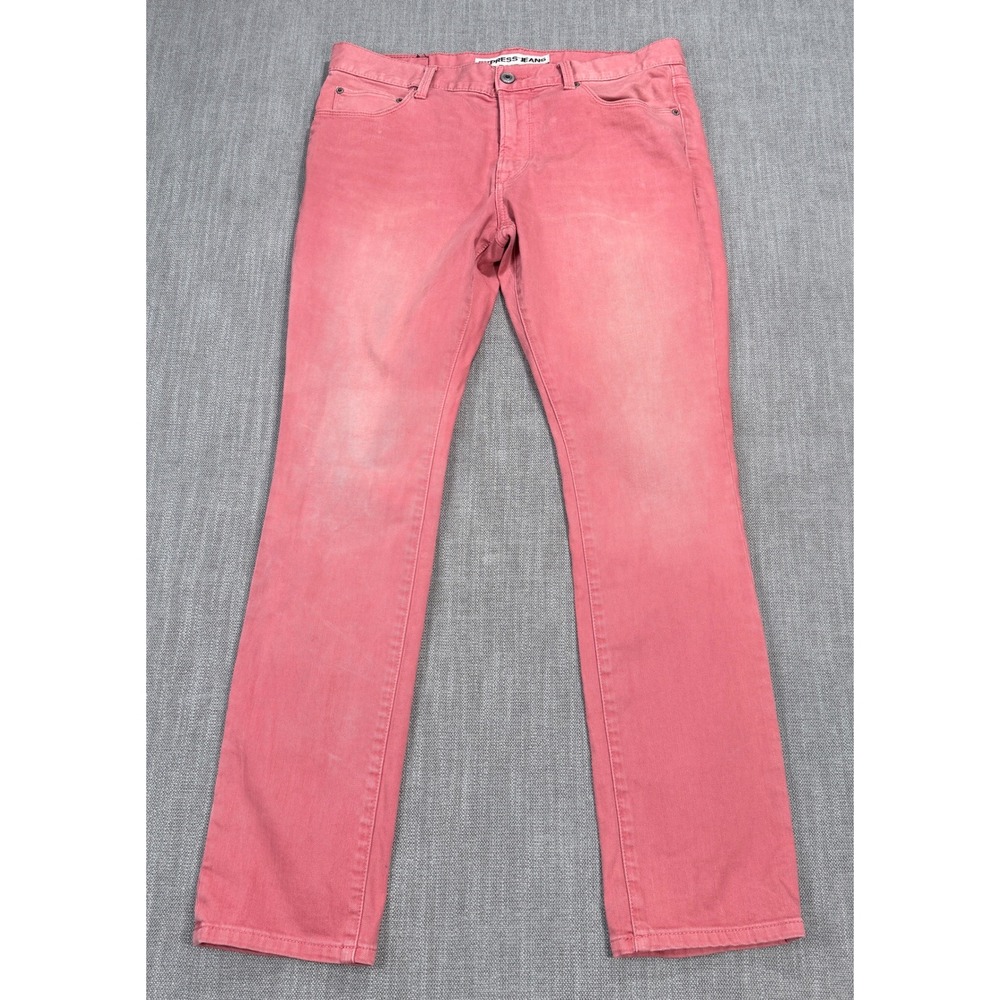 Express Jeans Mens 34x32 Salmon Pink Straight Leg Faded Denim Pants W1 19